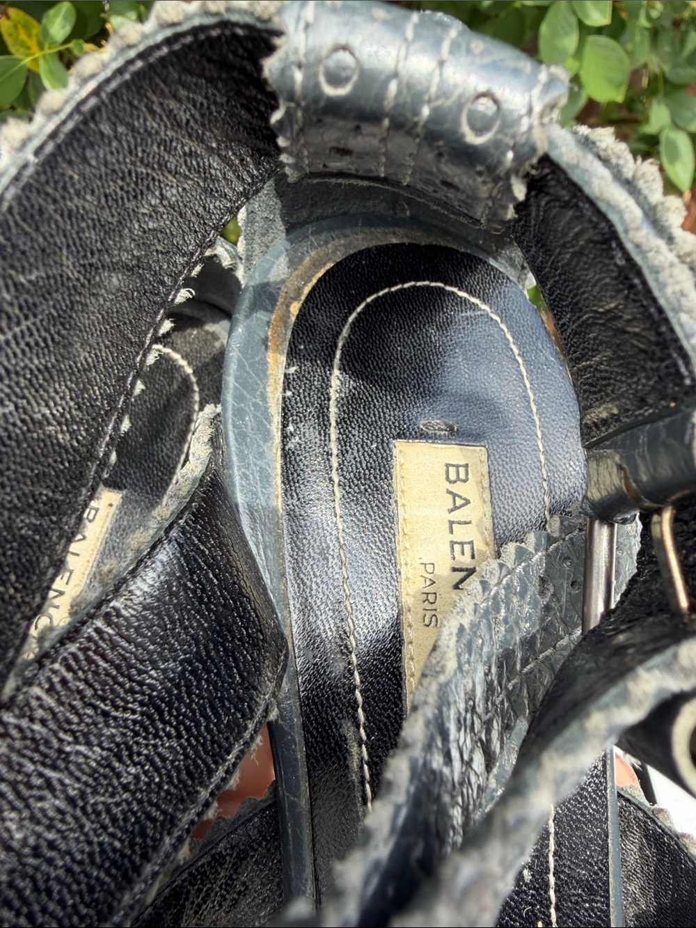 Balenciaga Leather Ankle Strap Wedge Sandals.size 37 1/2 - Picture 7 of 17
